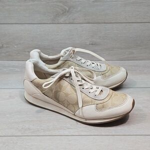 Coach Women Rebecca Leather Logo Sneakers shoes sz 9B